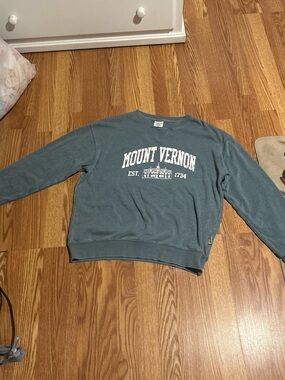 The Mountain Men's V-Neck Sweater - Slate Blue with White Print